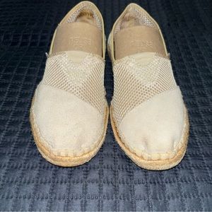 TOMS Suede and Mesh Espadrille Loafers in Khaki Size 5.5
